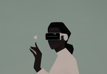portrait of a black woman in VR glasses. virtual reality concept
