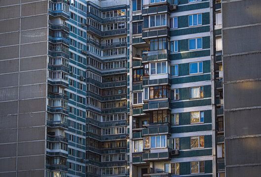 The wall of a typical Russian panel building