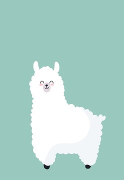 Cute postcard with a picture of a llama. Funny print for a t-shirt. Design for gadget cases, textiles, paper.