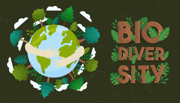 Biodiversity green concept hands hugging earth