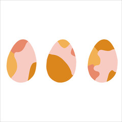 set of three easter eggs on white background isolated