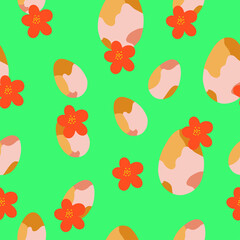 Easter Seamless Pattern in Pink Colors. Easter symbols Shapes. Editable pattern in swatches.