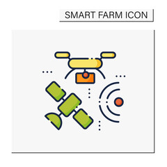 Drones photography color icon. Provide in-depth and varied data for their clients. Used for classification,mapping of vegetation. Digital farming concept. Isolated vector illustration