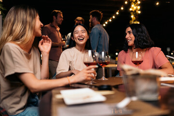 Friends Having Fun at Restaurant