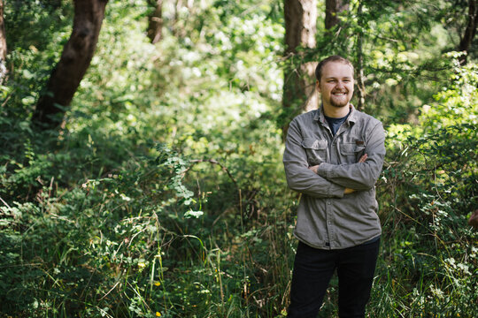 Young man with gotee outside