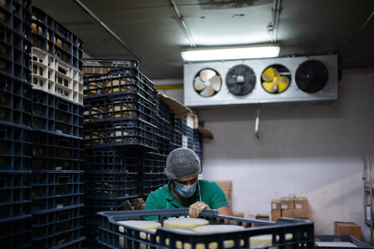 Cold Room Store For Cheese In A Local Factory.