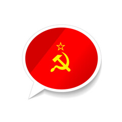 Glossy speech bubble with USSR flag on white