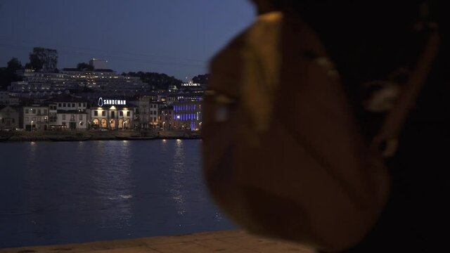 Night mood in Porto, looking at the Douro River