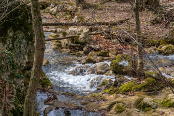 Crimea. Kizilkobinka River and Su-Uchhan Waterfall.