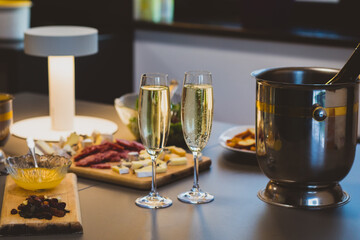 Party for two with champagne and appetizers