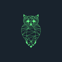 Green blue origami owl vector design with dark background © EPSpoint