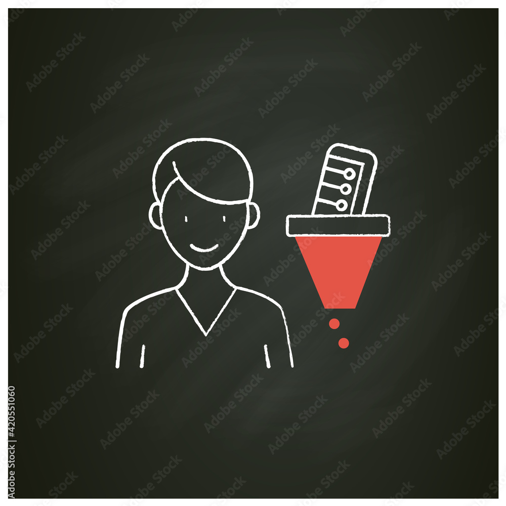 Poster information filtering system chalk icon. filtering information, searching for truthful info.informat