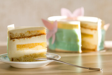 Tea Cake On A Sunny Day. Close-Up.