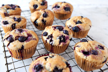 Cooling blueberry muffins