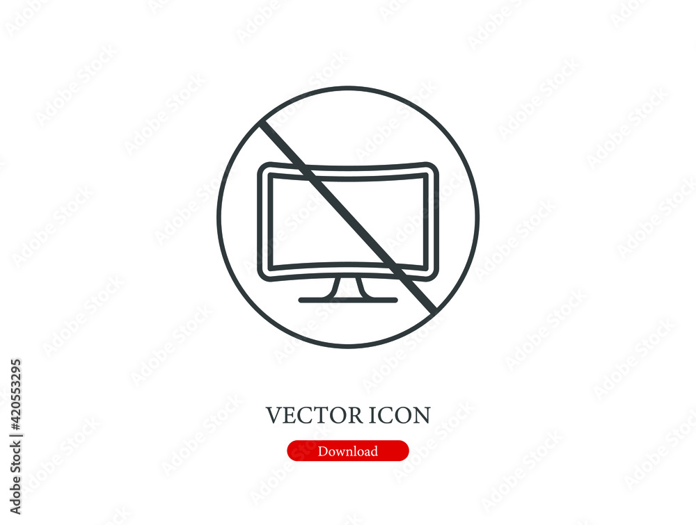 Aufkleber no tv vector icon. editable stroke. linear style sign for use on web design and mobile apps, logo. s