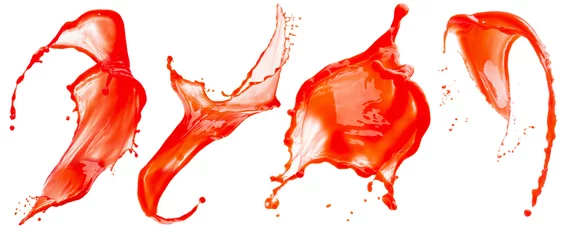 Gordijnen collection of red paint splash isolated on a white background © Iurii Kachkovskyi