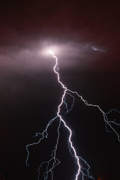 Lightning in the night sky