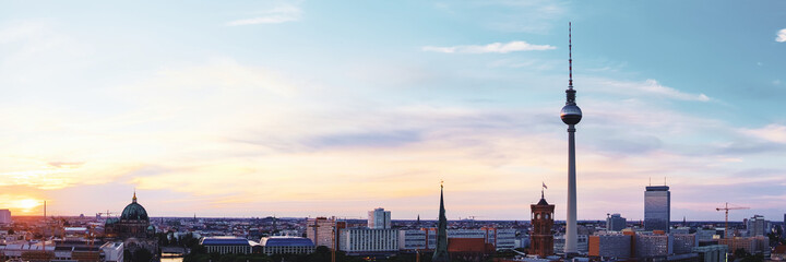 Fototapeta na wymiar Skyline Of Berlin in Germany on a sunset