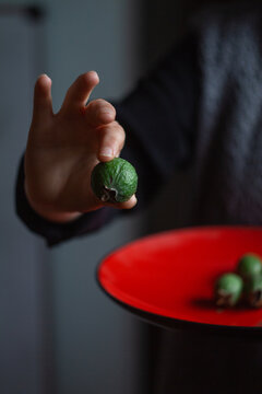 Feijoa in hand, healthy food