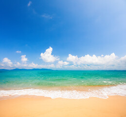 Fototapeta na wymiar Sandy beach and beautiful tropical sea