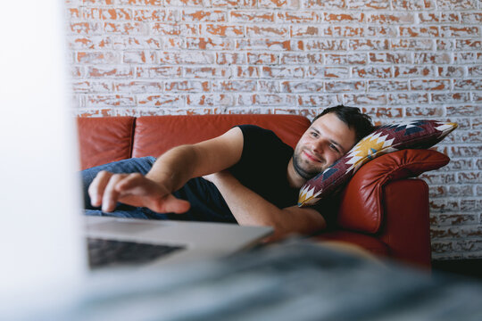 Person relaxing at home