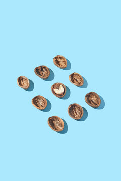 Pattern from walnuts shell with shadows.