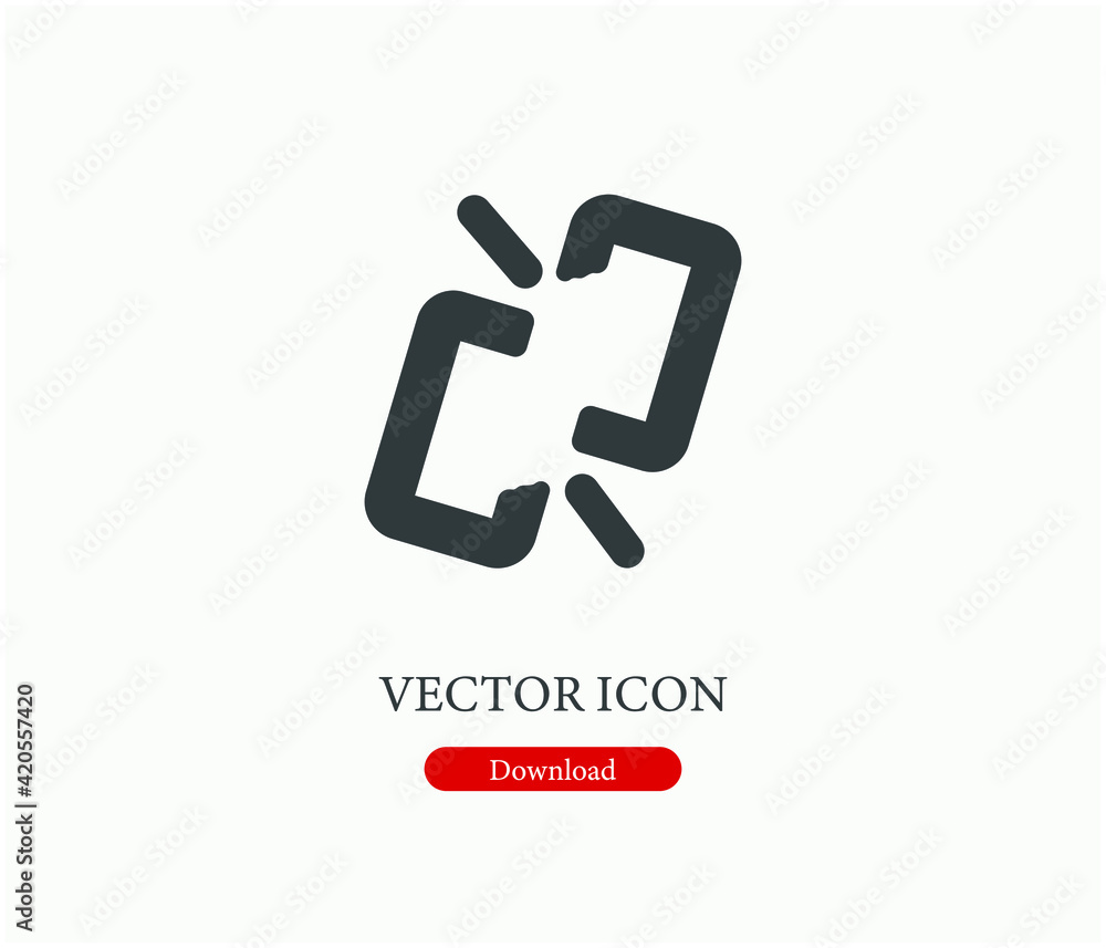 Poster brpken web link vector icon. editable stroke. linear style sign for use on web design and mobile app