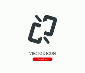 Brpken web link vector icon.  Editable stroke. Linear style sign for use on web design and mobile apps, logo. Symbol illustration. Pixel vector graphics - Vector