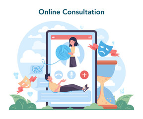 Psychologist online service or platform. Mental health diagnostic.