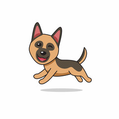Vector cartoon character happy german shepherd dog running for design.