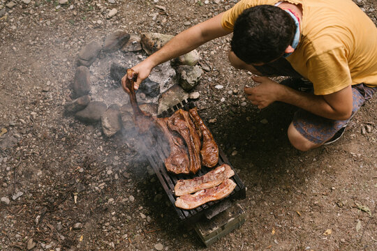 Tomahawk steaks On A Grill