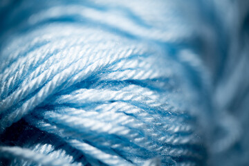 Macro Shot Of Blue Fuzzy Bundled Crochet Threads