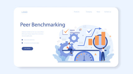 Benchmarking web banner or landing page. Idea of business
