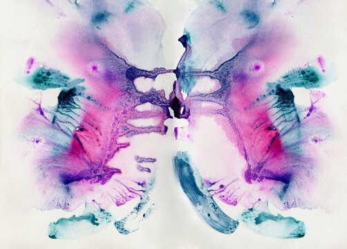 Blue and pink almost symmetrical abstract art