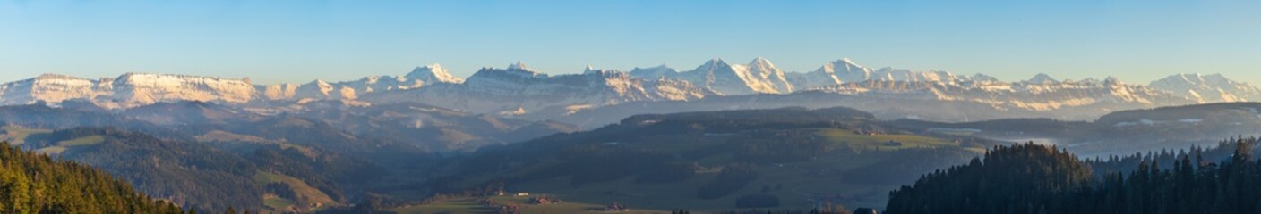 panorama of mountains in swiss alps