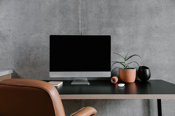 Modern workplace with computer monitor