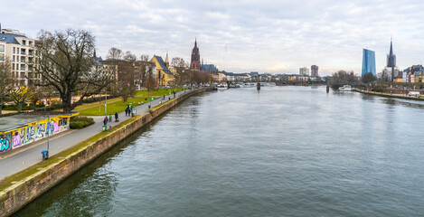 Fototapeta na wymiar River Main in Frankfurt Germany - travel photography