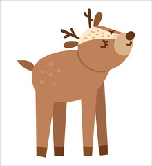 Vector hand drawn baby deer. Cute bohemian style little woodland animal icon isolated on white background. Sweet boho forest illustration for card, print, stationery design..