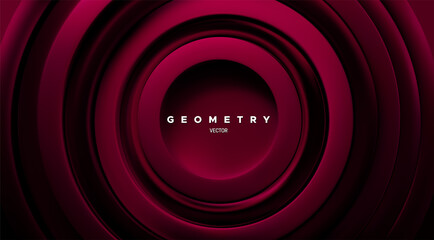 Dark red concentric rings. Geometric background.