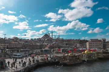 (Istanbul - Turkey 16.February.2021) - Eminönü square is a popular place in Istanbul. Itinerant...