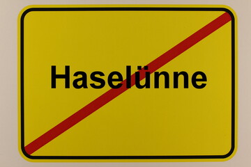 Illustration eines Stadtausgangsschildes der Stadt Haselünne