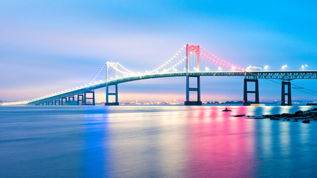 Newport Bridge in Red, White and Blue