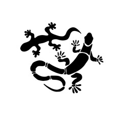 Black lizards. The silhouette of reptiles. Vector illustration