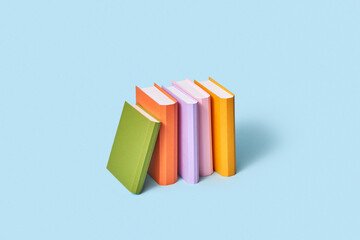 Vertical standing books handmade from paper.