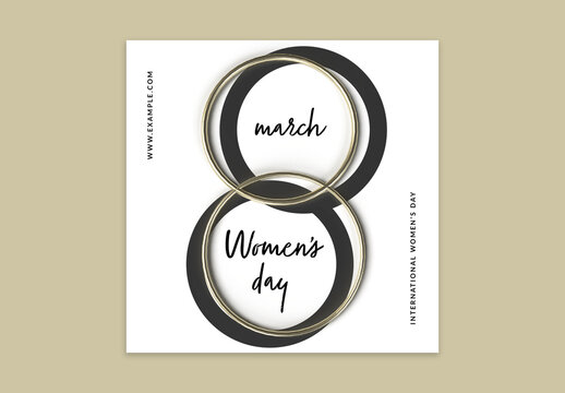Womens Day Layout with Gold Rims in Shapes of Number Eight