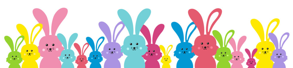 Easter banner. Easter bunny family vector illustration bright and colorful element for design