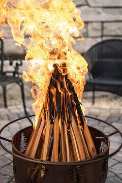 Lighting of a backyard bonfire