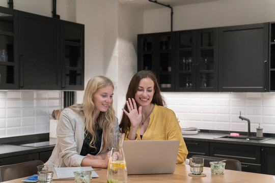 Women Having Video Conference Indoors