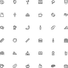 icon vector icon set such as: clip, scullery, latte, kitchenware, parmesan, poultry, break, boutique, lifestyle, take, sausage, cream, tare, creamy, city, stopwatch, teapot, leaves, vermicelli