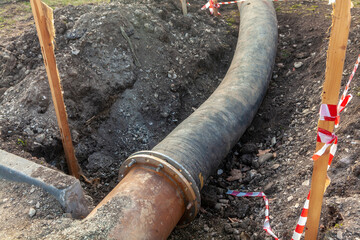 Flexible sewer pipe, sewer repair, road repair